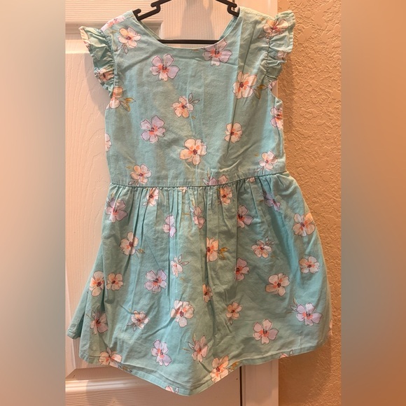 OshKosh B'gosh Other - OshKosh B'gosh Aqua Floral Ruffle Sleeve Dress